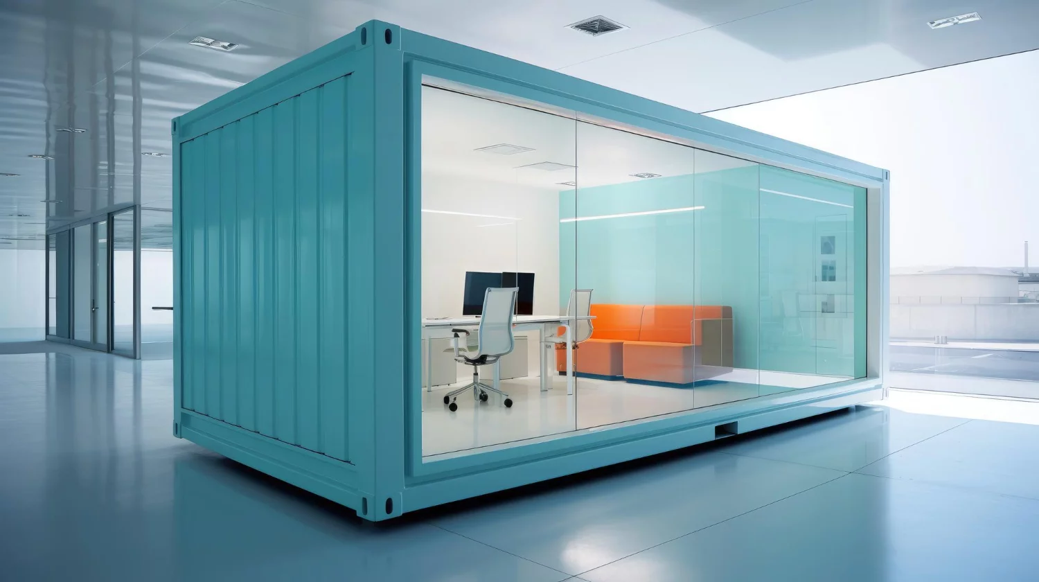 Moderner Bürocontainer – Innenansicht