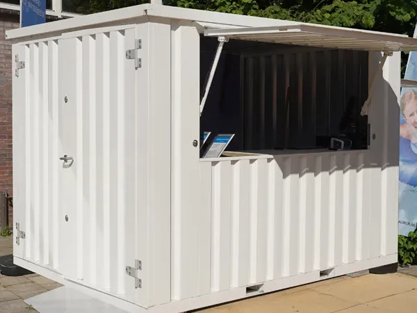 Bar Container 3x2 m Weiß RAL 9016 – Modularer Verkaufscontainer mit Klappdach