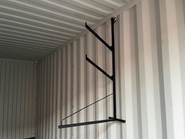 Container Hängeregal Set – 1 Regal + 2 Halterohre – Aufhängesystem für Seecontainer – Werkzeug- und Lagerregal