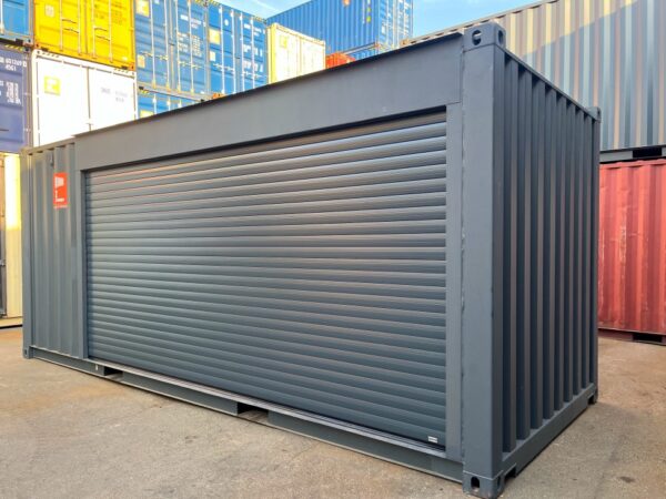 Container Rolltor MINIROL 4460 × 2320 mm – RAL 7016 Anthrazit – Rolltür für Seecontainer mit Notentriegelung